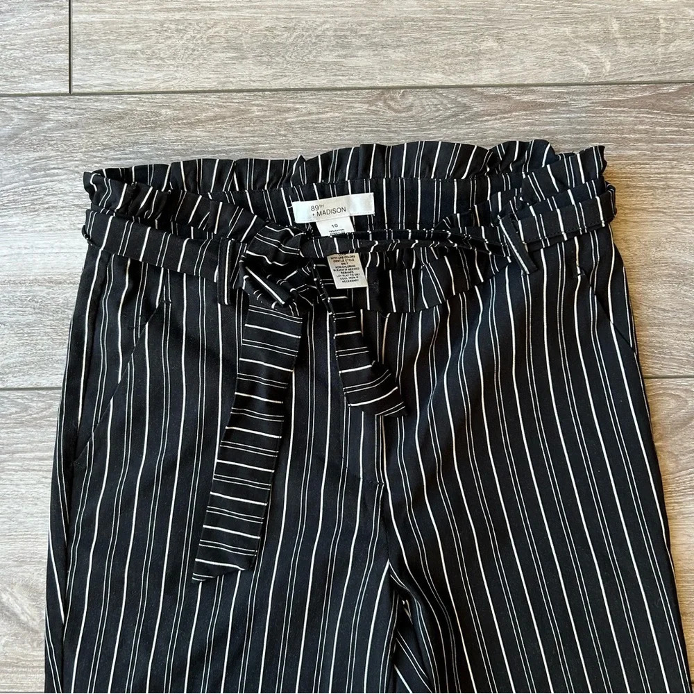89th Madison Pinstriped  Stretch Paperbag Waist Pants - Picture 3 of 12